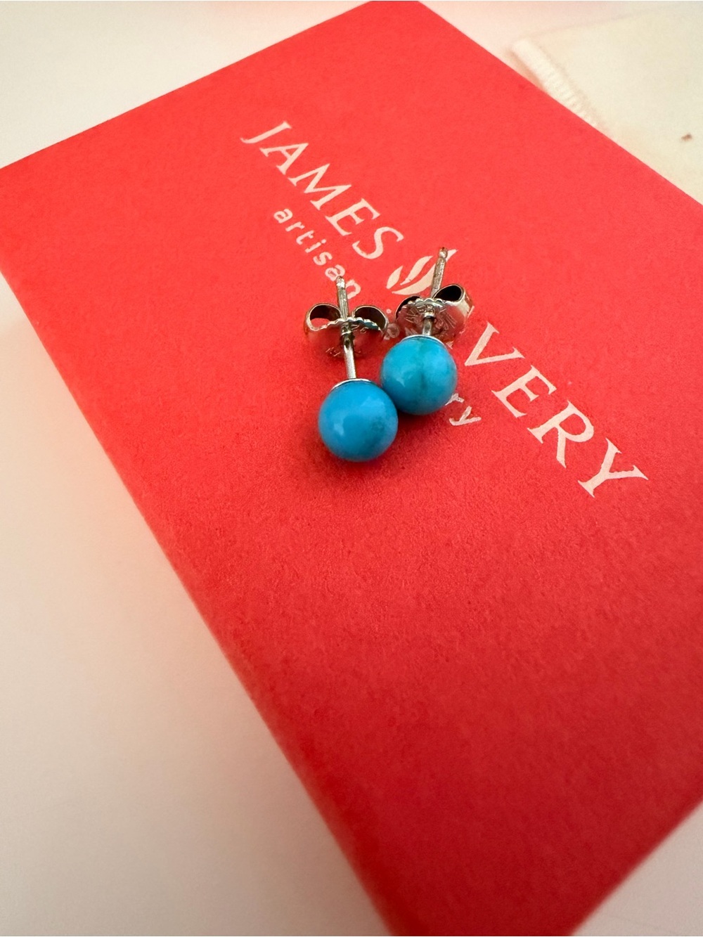 James Avery Blue Turquoise Bead Stud Earrings